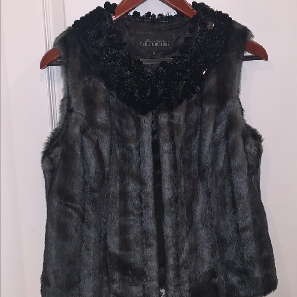 NWOT Donna Salgers Fabulous Faux fur grey vest